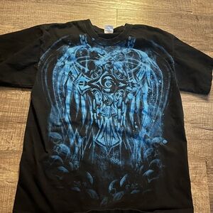 Gildan Black Tee with Blue Graphic Design